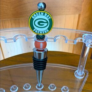 Hand Crafted- BFL Green Bay Packers Beaded Wine Bottle Stopper